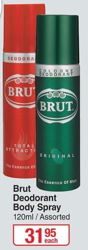 Dis-Chem Brut Deodorant Body Spray (Assorted)-120ml Each offer
