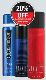 Dis-Chem Coty Exclamation Perfumed Deodorant Body Spray (Assorted)-150ml offer