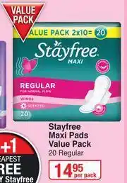 Dis-Chem Stayfree Maxi Pads Value Pack (20 Regular)-Per Pack offer