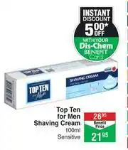 Dis-Chem Top Ten For Men Shaving Cream (Sensitive)-100ml offer