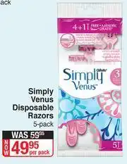 Dis-Chem Gillette Simply Venus Disposable Razors(5 Pack)-Per Pack offer