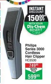Dis-Chem Philips Series 3000 Cordless Hair Clipper HC3530 offer