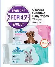 Cherubs Sensitive Baby Wipes 72 Wipes (Assorted)-For 1