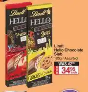 Dis-Chem Lindt Hello Chocolate Slab Assorted-100g Each offer