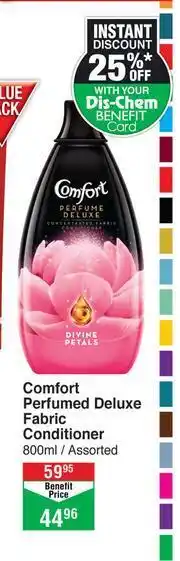 Dis-Chem Comfort Perfumed Deluxe Fabric Conditioner Assorted-800ml offer