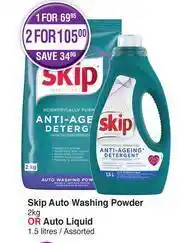 Dis-Chem Skip Auto Washing Powder 2kg Or Auto Liquid 1.5Ltr Assorted-For 1 offer