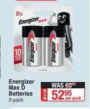 Dis-Chem Energizer Max D Batteries-2's Per Pack offer