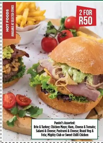 Food Lover's Market Brie & Turkey; Chicken Mayo; Ham, Cheese & Tomato; Salami & Cheese; Roast Veg & Feta; Mighty Club or Sweet Chilli Chicken offer