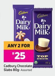 Game Cadbury Chocolate Slabs Assorted-For Any 2 x 80g offer