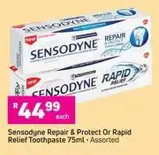 Game Sensodyne Repair & Protect Or Rapid Relief Toothpaste Assorted-75ml Each offer