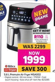 Game Milex 5.6L Premium Air Fryer MSA002 offer