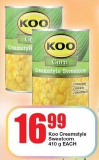 OK Foods Koo Creamstyle Sweetcorn 410g offer