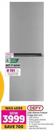 Game Defy 228L Bottom Freezer Fridge DAC 447 offer