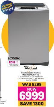 Game Whirlpool 16Kg Top Loader Washing Machine WTL 1600 SL offer