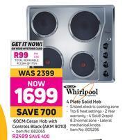 Game Whirlpool 4 Plate Solid Hob offer