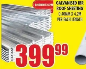 Boxer Build Galvanised IBR Roof Sheeting 0.40mmx4.2m offer