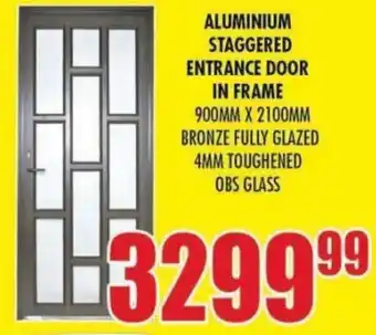 Aluminium Staggered Entrance Door in Frame 900mmx2100mm