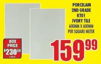 Boxer Build Porcelain 2nd Grade KT01 Ivory Tile 600mmx600mm offer