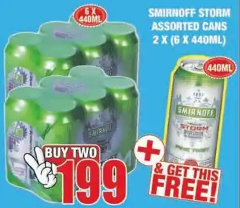 Boxer Liquors Smirnoff Storm Assorted Cans 2x6x440ml offer