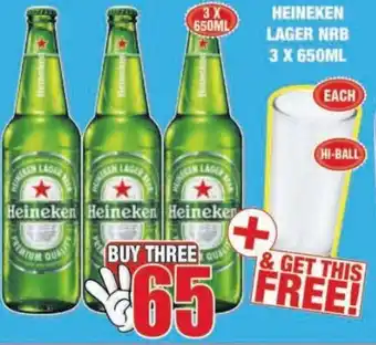 Boxer Liquors Heineken Lager NRB 3x650ml offer