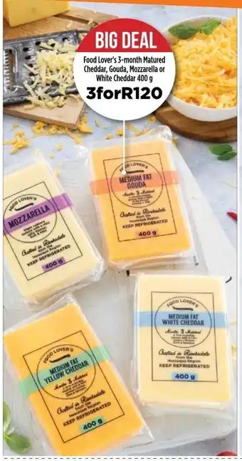 Food Lover's Market Food Lover's 3-month Matured Cheddar, Gouda, Mozzarella or White Cheddar 400g offer