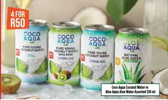 Food Lover's Market Coco Aqua Coconut Water or Aloe Aqua Aloe Water Asstd 330ml offer