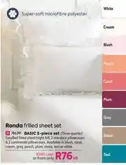 Ronda Frilled Sheet Basic 5 Piece Set (Three Quarter)