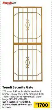 Builders Warehouse Xpanda Diy Trendi Security Gate-770mm x 1.95m offer