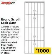 Builders Warehouse Xpanda Econo Scroll Lock Gate-770mm x 1.95m offer