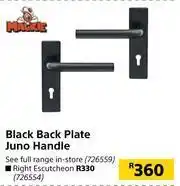 Builders Warehouse Mackie Black Back Plate Juno Handle offer