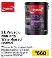 Builders Warehouse Plascon 5L Velvaglo Non Drip Water Based Enamel offer