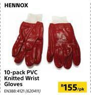 Builders Warehouse Hennox 10 Pack PVC Knitted Wrist Gloves-Per Pack offer