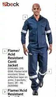 Builders Warehouse Beck Flame/ Acid Resistant Conti Jacket D59SABS-Each offer