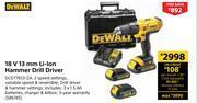 Builders Warehouse Dewalt 18V 13mm Li-Ion Hammer Drill Driver DCD776S3-ZA offer