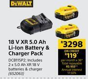 Builders Warehouse Dewalt 18V XR 5.0 Ah Li-Ion Battery & Charger Pack DCB115P2 offer