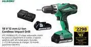 Builders Warehouse Hikoki 18V 13mm Li-Ion Cordless Impact Drill HTC DV18DJL(LP) offer