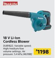 Builders Warehouse Makita 18V Li-Ion Cordless Blower DUB182Z offer