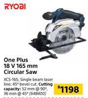 Builders Warehouse Ryobi One Plus 18V 165mm Circular Saw XCS-165 offer