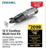 Builders Warehouse Dremel 12V Cordless Multi Tool Kit FO138220JA offer