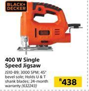 Black + Decker 400W Single Speed Jigsaw JS10-B9