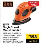 Black + Decker 55W Single Speed Mouse Sander KA161-QS