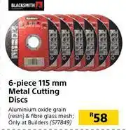 Builders Warehouse Black Smith 6 Piece 115mm Metal Cutting Discs offer