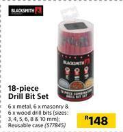 Black Smith 18 Piece Drill Bit Set
