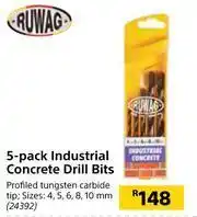 Builders Warehouse Ruwag 5 Pack Industrial Concrete Drill Bits offer