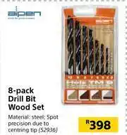 Alpen 8 Pack Drill Bit Wood Set