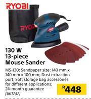 Builders Warehouse Ryobi 130W 13 Piece Mouse Sander MS-130 offer