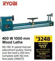 Builders Warehouse Ryobi 400W 1000mm Wood Lathe WL-140 offer