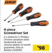 Builders Warehouse Grip 4 Piece Screwdriver Set offer
