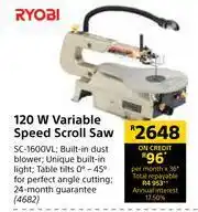 Builders Warehouse Ryobi 120W Variable Speed Scroll Saw SC-1600VL offer