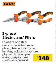 Builders Warehouse Grip 3 Piece Electricians Pliers offer